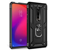 NALIA Rugged Case for Xiaomi Mi 9T / 9T Pro - Ring Stand 360° & Magnetic Mount Compatible - RINGDEFEND (Heavy Duty Cover) - German Brand, Color:Black