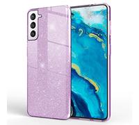 NALIA Rugged Glitter Cover compatible with Samsung Galaxy S22 Case, Shockproof Shiny Sparkly Hybrid Reinforced Silicone Phonecase, Sturdy Diamond Coverage Bling Mobile Phone Protector, Color:Purple