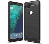 NALIA Silicone Case for Google Pixel 2 XL - Anti-Slip & Matte - VORTEX (Brushed Look & Carbon Design) - German Brand Black