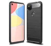 NALIA Silicone Case for Google Pixel 4a - Anti-Slip & Matte - VORTEX (Brushed Look & Carbon Design) - German Brand Black
