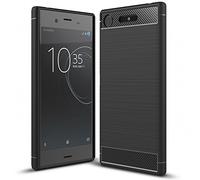 NALIA Silicone Case for Sony Xperia XZ1 - Anti-Slip & Matte - VORTEX (Brushed Look & Carbon Design) - German Brand Black