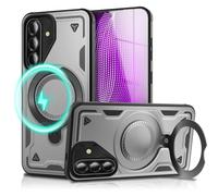NALIA Stormguard compatible with Samsung Galaxy A36 Case [compatible with MagSafe] (Shockproof Impact Protection), Military Style Phone Cover with 360° Rotating Ring, Kickstand, Color:Storm Silver