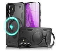 NALIA Stormguard compatible with Samsung Galaxy A36 Case [compatible with MagSafe] (Shockproof Impact Protection), Military Style Phone Cover with 360° Rotating Ring, Kickstand, Color:Volcanic Black
