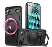 NALIA Stormguard Suitable for Apple iPhone 17 Air Case for MagSafe (Indestructible Armoured Case), Shockproof Impact Protection, Military Hard Case with 360° Ring Holder, Outdoor Cover - Volcano Black
