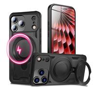 NALIA Stormguard Suitable for Apple iPhone 17 Pro Case for MagSafe (Indestructible Armour Case), Reinforced Drop Protection, Military Hard Case with 360° Rotating Ring, Armor Cover - Volcano Black