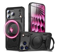 NALIA Stormguard Suitable for Apple iPhone 17 Pro Max Case for MagSafe (Indestructible Armour Case), Shockproof Armor Hard Case with 360° Ring Holder, Outdoor Military Protective Case - Volcano Black