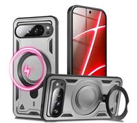 NALIA Stormguard Suitable for Google Pixel 10 Pro Case for MagSafe (Indestructible Armoured Case), Impact-Resistant Protective Case in Military Look, 360° Ring Stand, Outdoor Armor Cover, Colour