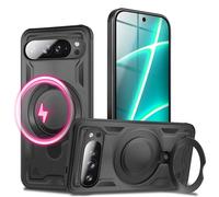 NALIA Stormguard Suitable for Google Pixel 10 Pro XL Case for MagSafe (Indestructible Armoured Case), Shockproof Outdoor Protective Case in Military Style, 360° Ring Holder & Stand, Colour: Volcanic