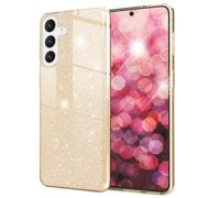 NALIA Sturdy Glitter Cover compatible with Samsung Galaxy S24 Case, Shiny Hybrid Phonecase with reinforced Silicone, Shockproof Sparkly Rhinestone Bumper, Protective Glamour Skin, Color:Gold
