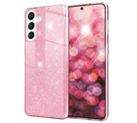 NALIA Sturdy Glitter Cover compatible with Samsung Galaxy S24 Case, Shiny Hybrid Phonecase with reinforced Silicone, Shockproof Sparkly Rhinestone Bumper, Protective Glamour Skin, Color:Pink