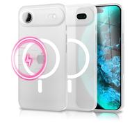 NALIA Thinix Glow compatible with Apple iPhone 17 Air Case [compatible with MagSafe] (Ultra-Thin with Glow Ring), 0.3mm Slim Hardcase, Luminous Light in the Dark Ring, Color:Neon White Transparent
