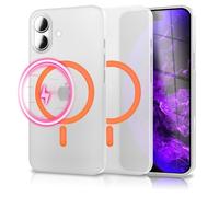 NALIA Thinix Glow compatible with Apple iPhone 17 Case [compatible with MagSafe] (Ultra-Thin with Glow Ring), 0.3mm Slim Hardcover, Luminous Magnetic Ring, Translucent, Color:Neon Orange Transparent