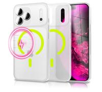 NALIA Thinix Glow compatible with Apple iPhone 17 Pro Max Case [compatible with MagSafe] (Ultra-Thin with Glow Ring), 0.3mm Slim Cover, Matte, Luminous Magnetic Ring, Color:Neon Yellow Transparent