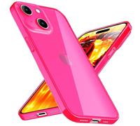 NALIA Translucent Neon Cover compatible with iPhone 15 Case, Transparent Colorful Shiny See Through Phonecase, Slim Anti-Yellow Glossy Silicone Protective Coverage, Shockproof Backcover, Color:Pink