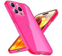 NALIA Translucent Neon Cover compatible with iPhone 15 Pro Max Case, Transparent Colorful Shiny See Through Phonecase, Slim Anti-Yellow Glossy Silicone Protective Shockproof Coverage, Color:Pink