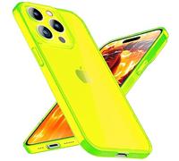NALIA Translucent Neon Cover compatible with iPhone 15 Pro Max Case, Transparent Colorful Shiny See Through Phonecase, Slim Anti-Yellow Glossy Silicone Protective Shockproof Coverage, Color:Yellow