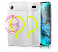 NALIA Ultra Slim Hardcase for iPhone 17 Air - MagSafe Compatible & Glowing Ring - THINIX GLOW (Matte-Transparent & 0.3mm Thin) - German Brand, Color:Neon Yellow