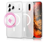 NALIA Ultra Slim Hardcase for iPhone 17 Pro - MagSafe Compatible & Glowing Ring - THINIX GLOW (Matte-Transparent & 0.3mm Thin) - German Brand, Color:Neon White