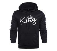 Naliha Womens Couple Hoodies Sweatshirt Casual King Queen Sweatshirts Winter Pullover Jumpers (M, KingBlack)