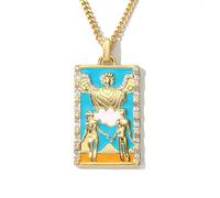 NALISASA Tarot Card Necklace for Women, Gold Vintage Pendant, Good Luck Amulet Jewelry, M, Stainless Steel, No Gemstone
