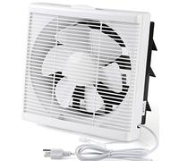 Nalle 10 Inch Window Reversible Exhaust Fan Through-wall installation Ventilation Fan Shutter Box Blower Ventilation Air Extractor for Bathroom Garage Greenhouse Panel size 13.5X13.5