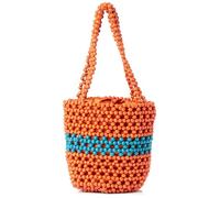 NALLY Women's Beaded Bucket Shoulder Bag, Orange Multi-Coloured, One Size