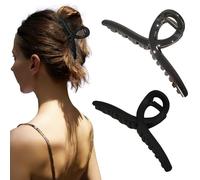 Nalodu 5 Inch Extra Large Hair Claw Clips, 13 cm No Slip Matte Black & Glossy Big Unbreakable XL Hair Clips for Thick Long Curly Hair, 2 Pack