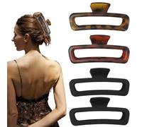 Nalodu 5 Inch Hair Claw Clips Extra Large Square No Slip Big Matte & Glossy XL Rectangle Clip for Thick Curly Long Hair Women, 4 Pack