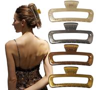 Nalodu 5 Inch Large Hair Claw Clips, No Slip Glossy Jelly Square XL Clips for Thick Long Curly Hair, Women's Big Rectangle Strong Clips, 4 Pack