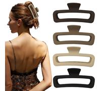 Nalodu 5 Inch Large Hair Claw Clips, No Slip Matte Square XL Hair Clips for Thick Long Curly Hair, Women's Big Rectangle Strong Clips, 4 Pack