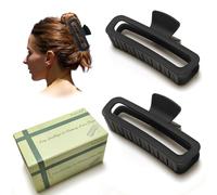 Nalodu Hair Claw Clips 5 Inch Unbreakable Black XL Large Square Rectangle Clip Clamp for Thick Curly Long Hair Women - 2 Pack