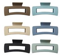 Nalodu Hair Claw Clips Large Rectangle 4 Inch Matte Square No Slip Big Claw Clip Multi-Colored for Thin & Thick Hair Women, 6 Pack