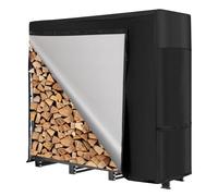 NALONE 4FT Outdoor Firewood Rack with Cover&Carry Bag Heavy Duty Square Strong Stand Rack with Waterproof Cover for Fireplace Fire Pits Wood Pile Storage Holder Lumber Rack
