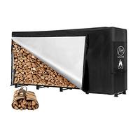 NALONE 8FT Outdoor Firewood Rack with Cover&Carry Bag Heavy Duty Square Strong Stand Rack with Waterproof Cover for Fireplace Fire Pits Wood Pile Storage Holder Lumber Rack