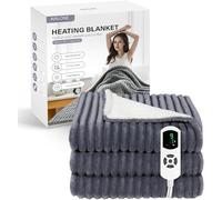 NALONE Electric Blanket Heated, Heated Throw Blanket Soft Flannel 160 * 130CM,12 Heat Levels & Up-to-9-Hours Auto-Off Timer & LED Display, for Home Office Use, Machine Washable Grey