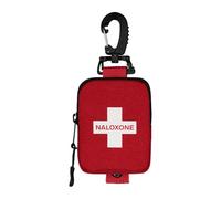 Naloxone Overdose Response Duty Belt Pouch Case - Compact Design Holds 1 Nasal Spray Dose | Insulated Silver Lining | Carabiner Clip Included Red (Single)