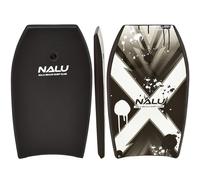 Nalu Bodyboard with Leash 33"/41" Body Board with Crescent Tail and XPE Core (Black, 33")