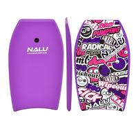 Nalu Bodyboard with Leash 33"/41" Body Board with Crescent Tail and XPE Core (Purple, 41")