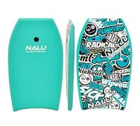 Nalu Bodyboard with Leash 33"/41" Body Board with Crescent Tail and XPE Core (Teal, 41")