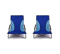 Nalu Folding Low Camping Chair Lightweight Foldable Portable Garden Beach Seat - Blue (2-pack)