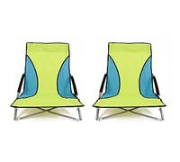 Nalu Folding Low Camping Chair Lightweight Foldable Portable Garden Beach Seat - Green (2-pack)