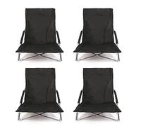 Nalu Low Folding Beach Chair Lightweight Portable Folding Outdoor Seat for Gardens and Festivals - Black (4-pack)