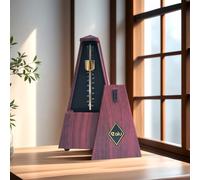 NALU Metronome - Classic Mechanical Wind-Up Design with Bell for Piano, Guitar, Violin & All Instruments (T-Wood Grain Red)