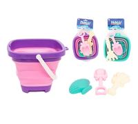 Nalu Pastel Castle & Round Folding Bucket Set Pink or Green Nalu Multicolor