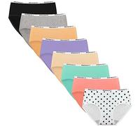Nalwort Girls Panties Big Kids Cotton Underwear for Teens Briefs Pack of 8, Color-2, 10-12 Years