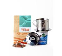Nam Song Vietnamese Coffee Maker Set - 8oz Stainless Steel Phin Coffee Filter with 220g Ground Vietnam Roast & Vegan Coconut Condensed Milk - No Paper Filters Needed