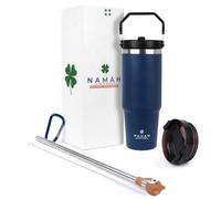 Namah® 890ml Stainless Steel Water Bottle - Large Insulated Tumbler with Straw & Handle, Leak-Proof BPA-Free Double-Wall Vacuum Flask for Hot & Cold Drinks - Gym, Travel, Office - Midnight Teal Blue