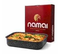 NAMAI - Roasting Tray 20 CM x 15 CM x 6,5 H, Non-Stick Roasting Tin, Dishwasher Safe, Aluminium, Oven Tray, Stone Effect Design, Made In Italy
