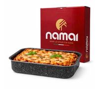 NAMAI - Roasting Tray 25 CM x 18 CM x 6,5 H, Non-Stick Roasting Tin, Dishwasher Safe, Aluminium, Oven Tray, Stone Effect Design, Made In Italy