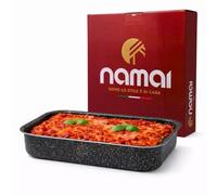 NAMAI - Roasting Tray 30 CM x 22 CM x 6,5 H, Non-Stick Roasting Tin, Dishwasher Safe, Aluminium, Oven Tray, Stone Effect Design, Made In Italy